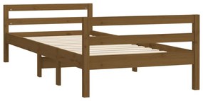 Estrutura de cama 75x190cm madeira de pinho maciça castanho mel