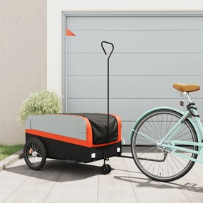 vidaXL Reboque para bicicleta 45 kg ferro preto e laranja