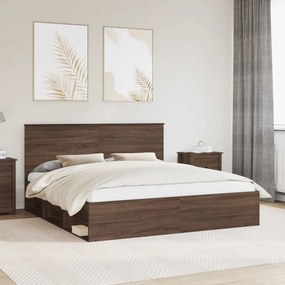 vidaXL Estrutura da Cama com cabeceira Carvalho Marrom 180 x 200 cm