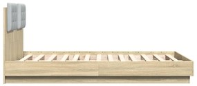Estrutura cama c/ cabeceira/luzes LED 135x190cm carvalho sonoma