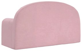 Sofá-cama infantil de 2 lugares pelúcia macia rosa