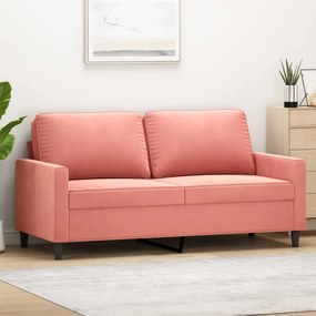 vidaXL Sofá de 2 lugares veludo 140 cm rosa