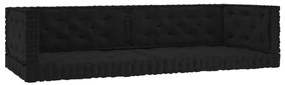 vidaXL Almofadões para sofá de paletes 6 pcs algodão preto