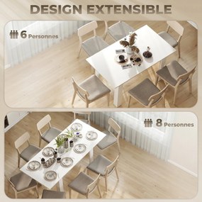 Mesa de jantar extensível 140-180 x 80 cm (CADEIRAS NÃO INCLUIDAS), mesa de cozinha retangular, para 6-8 pessoas, branca