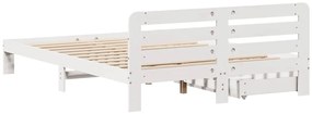 Cama sem colchão 140x200 cm madeira de pinho maciça branco