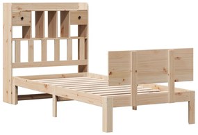 Cama com estante sem colchão 100x200 cm pinho maciço