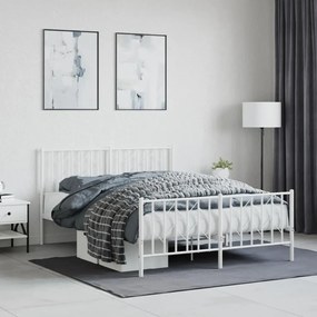 vidaXL Estrutura de cama com cabeceira e pés 140x190 cm metal branco