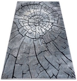 Tapete moderno COZY 8875 Wood, tronco de árvore - Structural dois níveis de lã cinzento / azul
