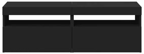 Móveis de TV com luzes LED 2 pcs 60x35x40 cm preto