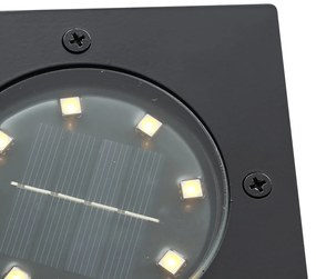 Conjunto de 6 projetores de chão pretos quadrados incluindo LED IP65 Solar - Terry Moderno