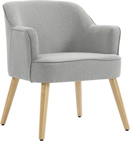 Poltrona Estilo Nórdico Estofada em Linho com Pés de Madeira para Dormitório Escritório Estúdio 64,5x65x79,5 cm Cinzento