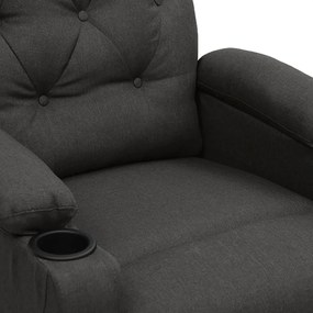 Poltrona de massagens elevatória tecido cinzento-escuro