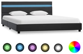 284802 vidaXL Estrutura de cama com LED 160x200 cm couro artificial cinzento