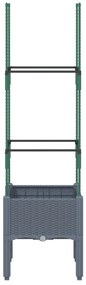 Vaso/floreira de jardim c/ treliça 40x40x142,5 cm PP cinzento azul