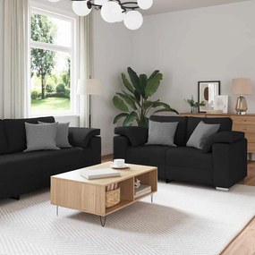vidaXL Conjunto de Sofás 3 pcs Preto 219 x 77 x 82 cm tecido