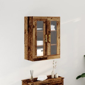 Armário de parede vidaXL com portas de vidro madeira antiga 69,5x34x90 cm