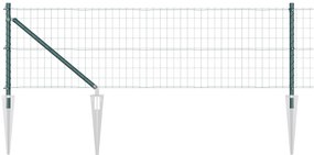 Cerca Euro da com 7 Postes com Ponta 0,6x10 m Aço Galvanizado Verde