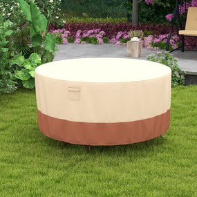 Capa impermeável para mesas redondas de exterior para conjuntos de móveis com fivelas de ventilação e cordões Cobertura impermeável 213 cm (L) Bege