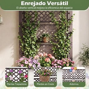 Floreira de jardim elevada com treliça 80 x 40 x 140 cm, vasos móveis, drenagem, rodas bloqueáveis para vegetais e plantas, interior e exterior Castan