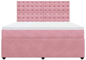 Cama com molas/colchão 180x200 cm veludo rosa