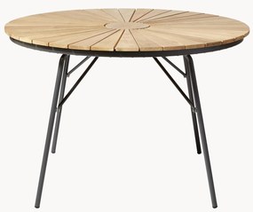 Mesa de jardim redonda com tampo em madeira de teca Ellen, vários tamanhos