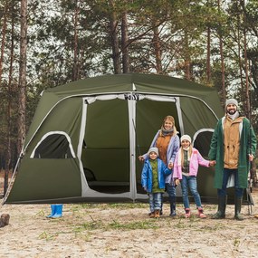 Outsunny Tenda de Campismo Familiar para 4-8 Pessoas com 2 Quartos Ten