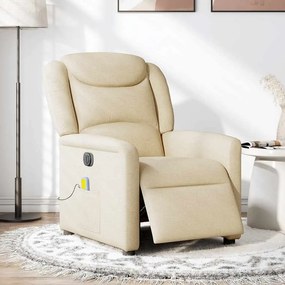 Poltrona de massagens reclinável elétrica tecido creme