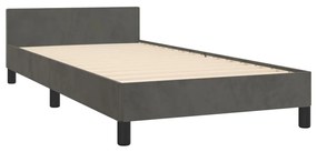 Estrutura de cama c/ cabeceira 90x190 cm veludo cinzento-escuro