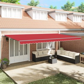 Toldo Retrátil Automático VidaXL Vermelho 600x300 cm