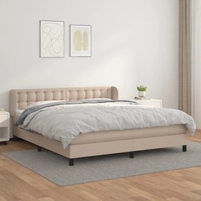 vidaXL Cama com molas/colchão 160x200 cm couro artificial cappuccino