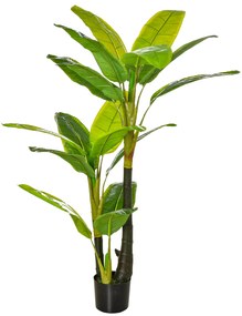 HOMCOM Bananeira Artificial 150 cm Planta Artificial com Vaso e 18 Folhas Planta Artificial para Decoração Verde | Aosom Portugal