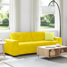 vidaXL Sofá de 3 lugares Amarelo 180 cm Veludo