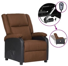 vidaXL Poltrona reclinável elétrica couro artificial/tecido castanho