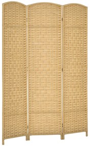 HOMCOM Biombo Dobrável de 3 Painéis Divisor de Ambientes 135x180 cm Ecrã de Privacidade de Polipropileno para Escritório Quarto Madeira