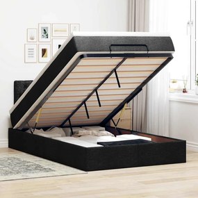 Cama otomana com colchão 120x200 cm tecido preto
