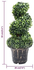 Planta artificial buxo em espiral com vaso 59 cm verde