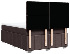 Cama com molas/colchão 160x200 cm tecido castanho-escuro