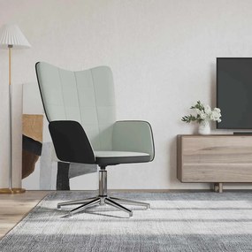 vidaXL Cadeira de descanso PVC e veludo cinzento-claro