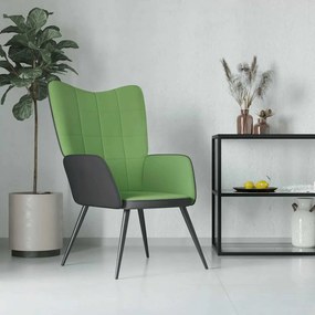 vidaXL Cadeira de descanso PVC e veludo verde-claro