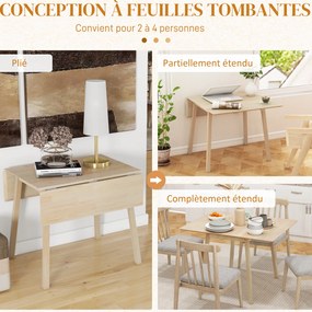 Mesa de cozinha dobrável (CADEIRAS NÃO INCLUIDAS), mesa de jantar dobrável com tampo rebatível em madeira para 2 a 4 pessoas, madeira natural
