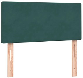 Cama com molas/colchão verde-escuro 90x210 cm veludo