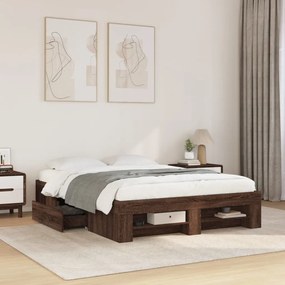 vidaXL Estrutura cama s/ colchão derivados madeira carvalho castanho