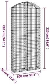 Cesto gabião arqueado 100x30x220/240 cm ferro galvanizado