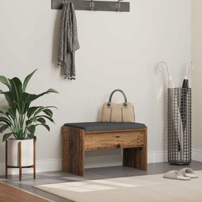 vidaXL Banco de Hall com almofada Madeira antiga 63 x 38 x 40 cm