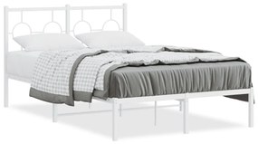 376272 vidaXL Estrutura de cama com cabeceira 120x190 cm metal branco