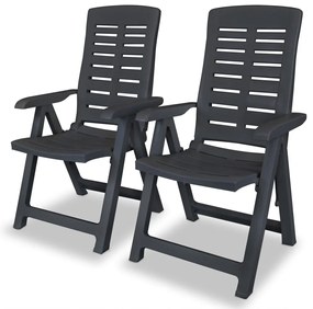 vidaXL Cadeiras jardim reclináveis 2 pcs plástico antracite