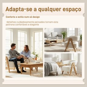 Poltrona de Sala de Estar Estofada em Borreguito Poltrona de Leitura  Moderna com Encosto Curvo 70x64x71 cm Branco