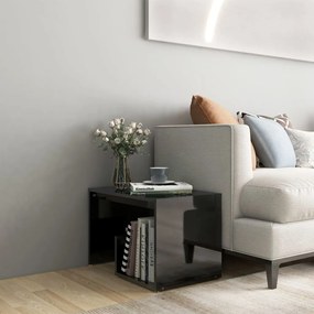vidaXL Mesa de apoio 59x36x38 cm contraplacado preto brilhante