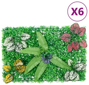 vidaXL Vedação de plantas artificiais 6 pcs 40x60 cm verde