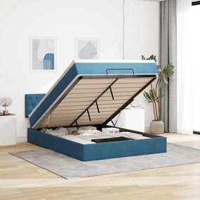 vidaXL Estrutura de cama otomana com colchão 140x200 cm azul escuro